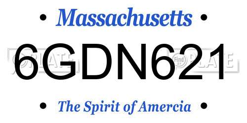 6GDN621 Massachusetts License Plate