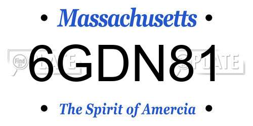6GDN81 Massachusetts License Plate