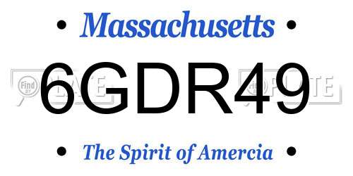 6GDR49 Massachusetts License Plate