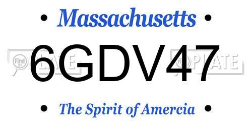 6GDV47 Massachusetts License Plate