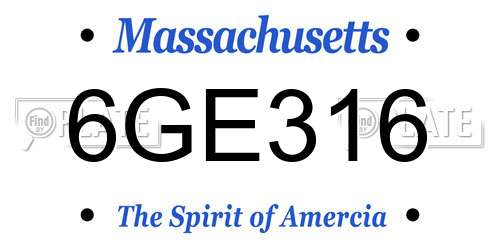 6GE316 Massachusetts License Plate