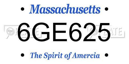 6GE625 Massachusetts License Plate