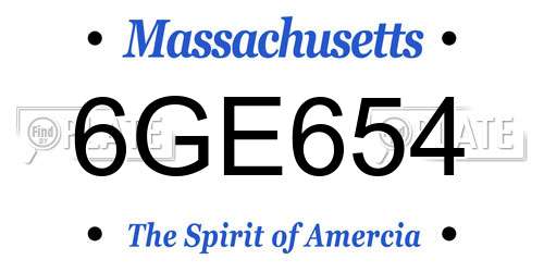 6GE654 Massachusetts License Plate