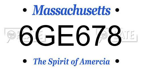 6GE678 Massachusetts License Plate