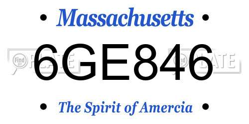 6GE846 Massachusetts License Plate