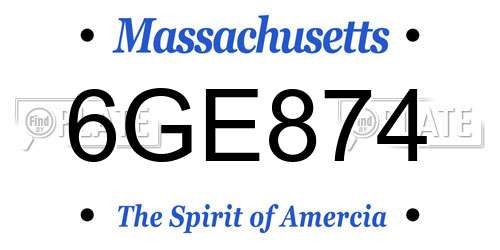 6GE874 Massachusetts License Plate