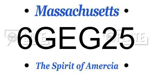 6GEG25 Massachusetts License Plate