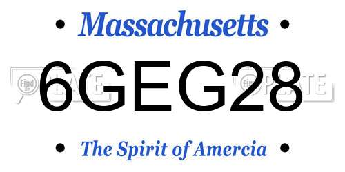 6GEG28 Massachusetts License Plate