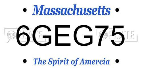 6GEG75 Massachusetts License Plate