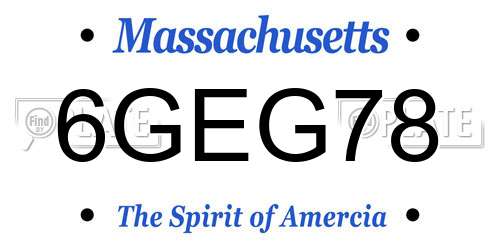 6GEG78 Massachusetts License Plate