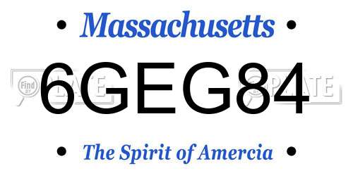 6GEG84 Massachusetts License Plate