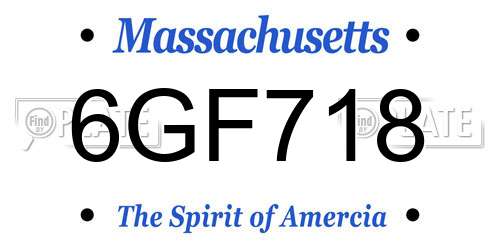 6GF718 Massachusetts License Plate