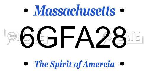 6GFA28 Massachusetts License Plate