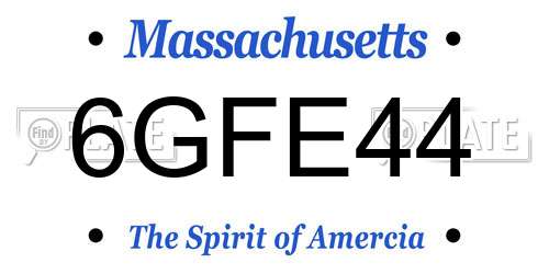 6GFE44 Massachusetts License Plate