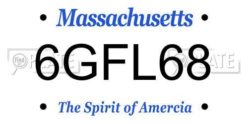 6GFL68 Massachusetts License Plate