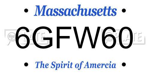6GFW60 Massachusetts License Plate