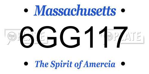 6GG117 Massachusetts License Plate