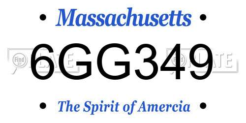6GG349 Massachusetts License Plate
