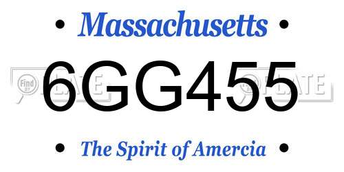 6GG455 Massachusetts License Plate
