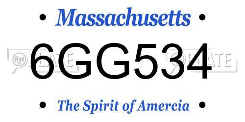 6GG534 Massachusetts License Plate