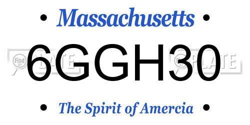 6GGH30 Massachusetts License Plate