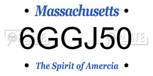 6GGJ50 Massachusetts License Plate