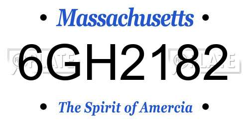 6GH2182 Massachusetts License Plate