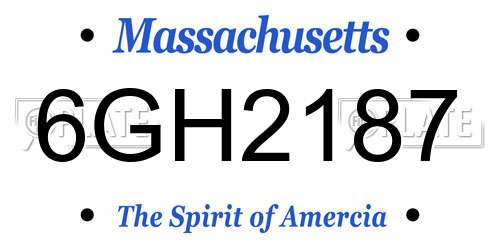 6GH2187 Massachusetts License Plate