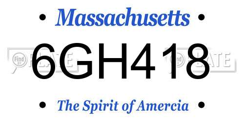 6GH418 Massachusetts License Plate