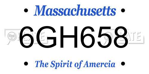 6GH658 Massachusetts License Plate