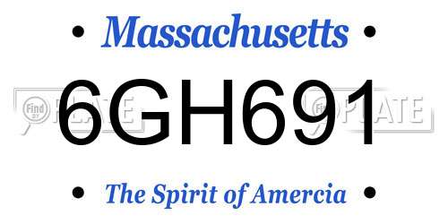 6GH691 Massachusetts License Plate