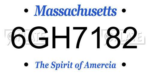6GH7182 Massachusetts License Plate