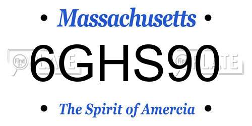 6GHS90 Massachusetts License Plate