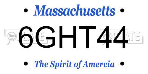 6GHT44 Massachusetts License Plate