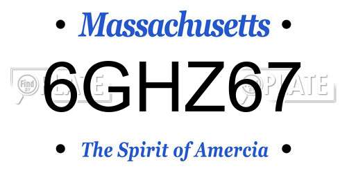 6GHZ67 Massachusetts License Plate