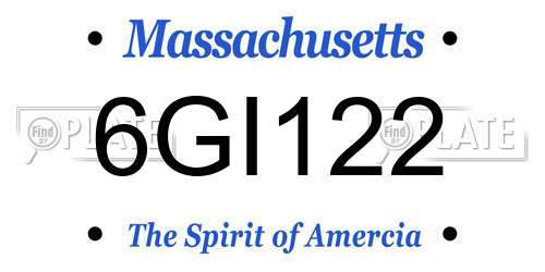 6GI122 Massachusetts License Plate