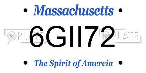 6GII72 Massachusetts License Plate