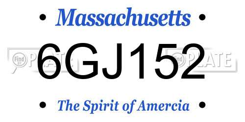 6GJ152 Massachusetts License Plate