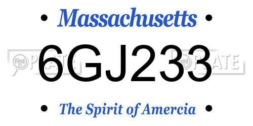 6GJ233 Massachusetts License Plate