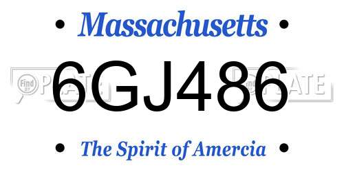 6GJ486 Massachusetts License Plate