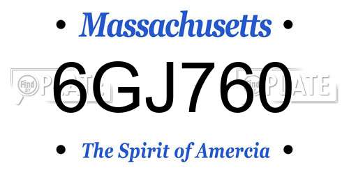 6GJ760 Massachusetts License Plate