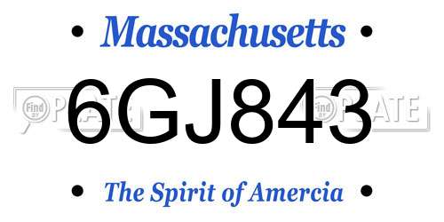 6GJ843 Massachusetts License Plate