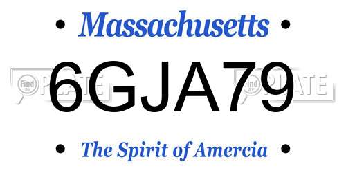 6GJA79 Massachusetts License Plate