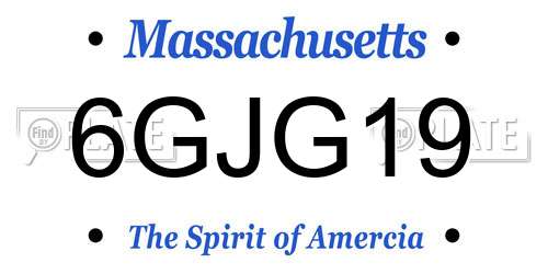 6GJG19 Massachusetts License Plate