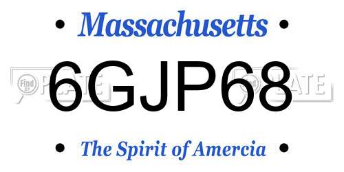 6GJP68 Massachusetts License Plate