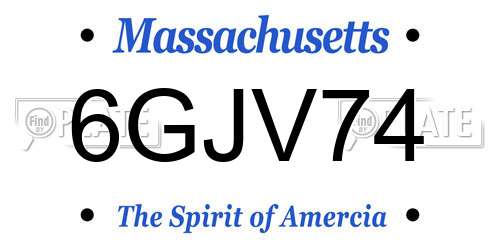 6GJV74 Massachusetts License Plate