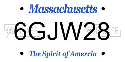 6GJW28 Massachusetts License Plate