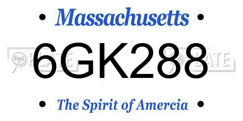 6GK288 Massachusetts License Plate