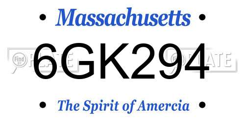6GK294 Massachusetts License Plate