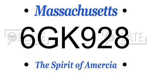 6GK928 Massachusetts License Plate